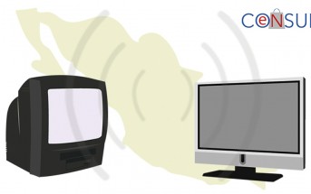 Ilustración de tv analoga y patalla plana recibiendo señal, al fondo un mapa de la republica en transparencia