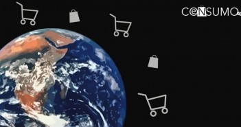 Tierra y elementos de consumo carrito y bolsa de compras