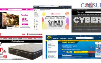 Captura de pantalla diferentes sitios con Cyber Monday